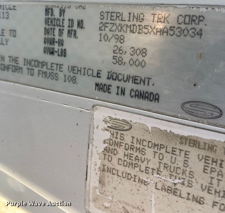 image for item KR9092 1999 Sterling A-Line  dump truck