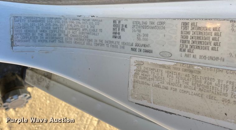 image for item KR9092 1999 Sterling A-Line  dump truck