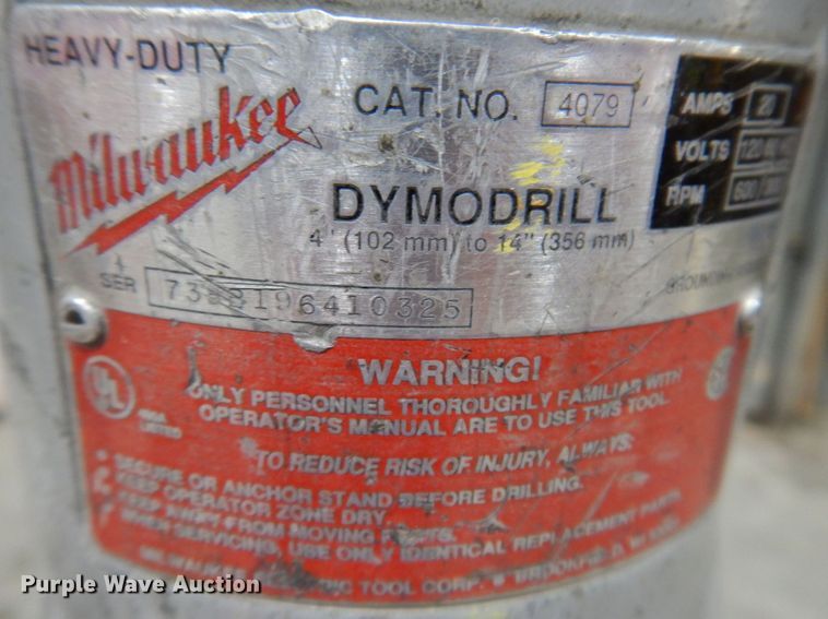 image for item KW9559 (2) Milwaukee Dymodrill core drills