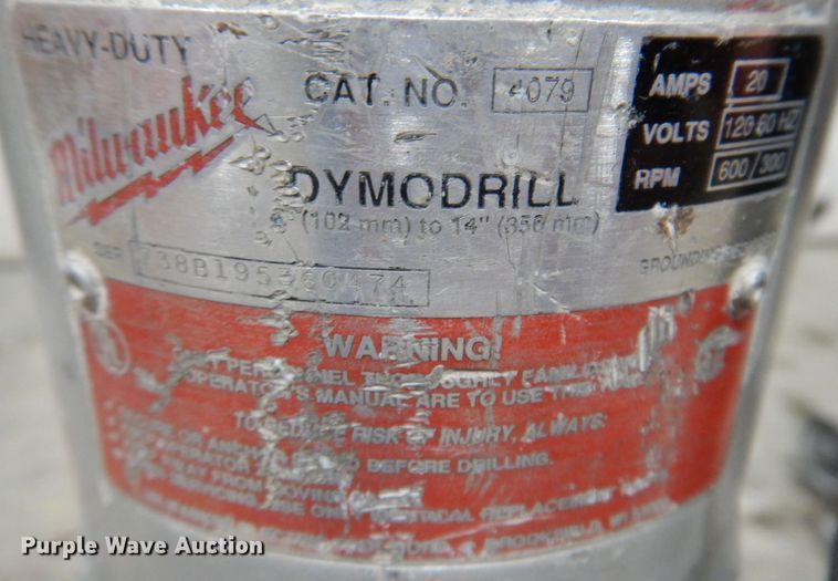 image for item KW9559 (2) Milwaukee Dymodrill core drills