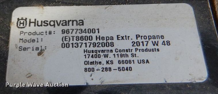 image for item MM9582 Husqvarna T8600  dust collector