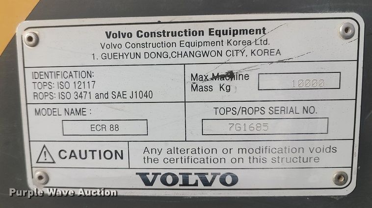 image for item MM9872 2007 Volvo ECR88  mini excavator