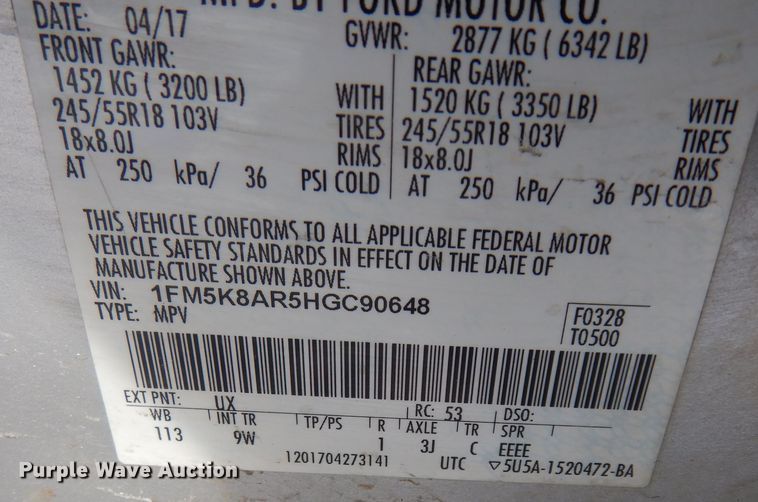 image for item DK7538 2017 Ford Explorer Police Interceptor  SUV