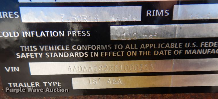 image for item DK7543 2006 Neal  equipment trailer