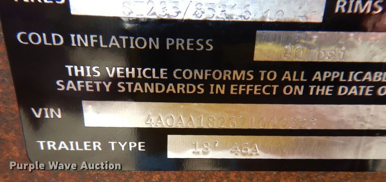 image for item DK7544 2007 Neal  equipment trailer