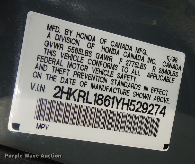 image for item DN1592 2000 Honda Odyssey