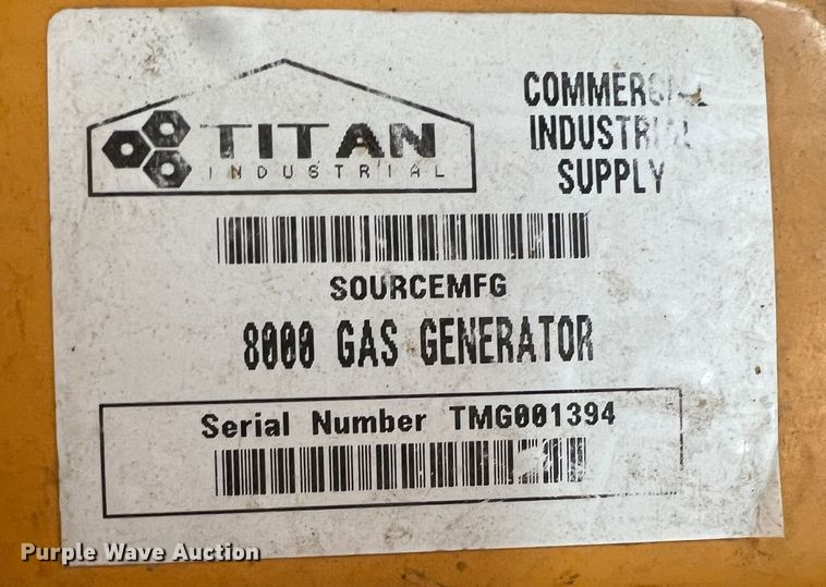 image for item ID9310 Titan Industrial 8000  generator