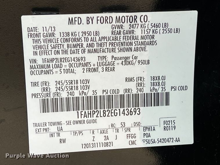 image for item ID9324 2014 Ford Taurus Police Interceptor