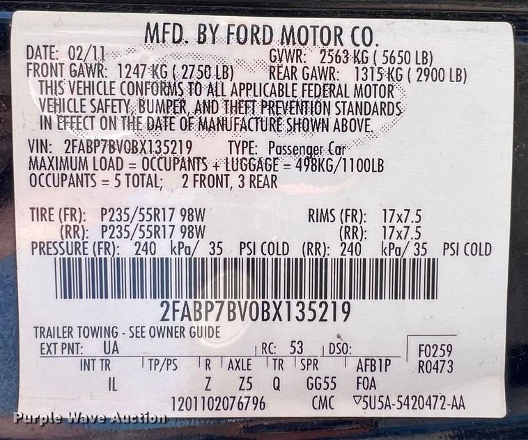 image for item ID9325 2011 Ford Crown Victoria Police Interceptor