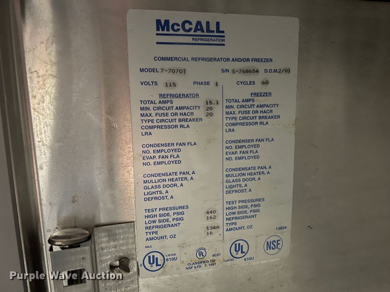 image for item ID9333 McCall 7-7070T  refrigerator