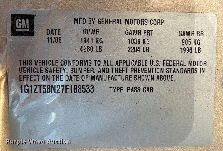 image for item ID9337 2007 Chevrolet Malibu LT