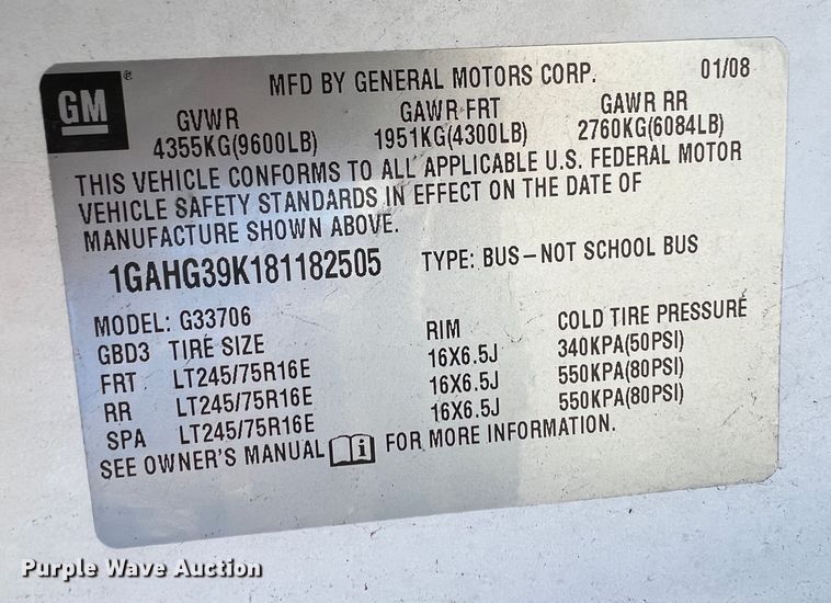 image for item ID9339 2008 Chevrolet Express 3500 LS  van