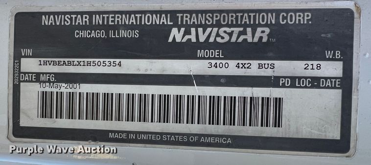 image for item ID9341 2001 International 3400  shuttle bus