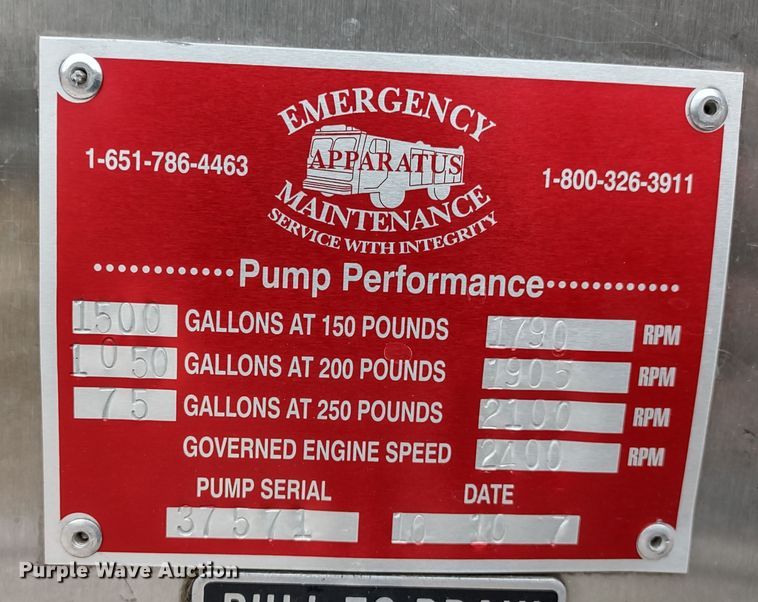 image for item JK9129 1988 Emergency One Protector  pumper fire truck