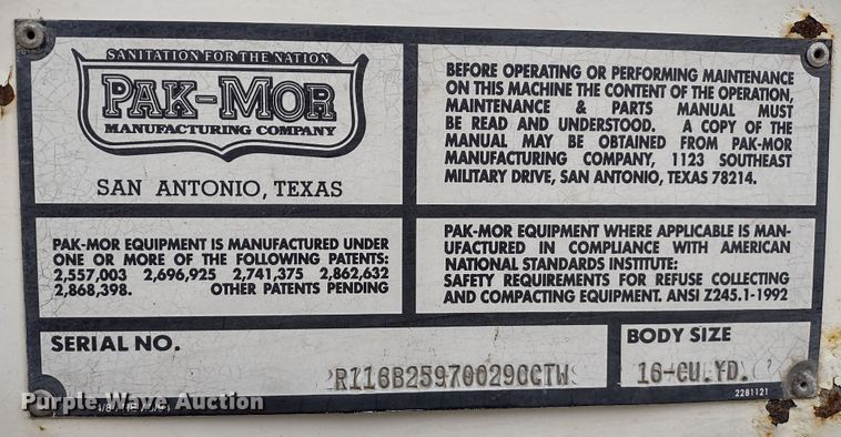 image for item JK9131 1998 Ford F800  refuse truck