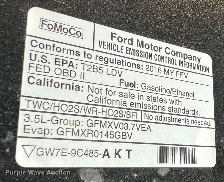 image for item JU9783 2016 Ford Taurus Police Interceptor