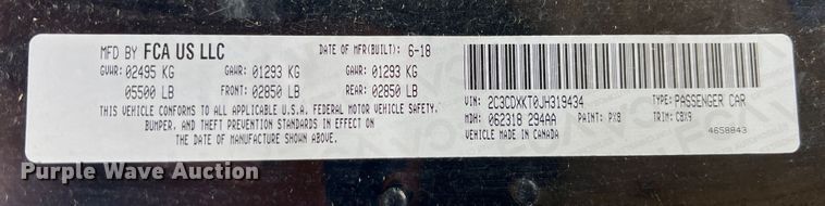 image for item KF9822 2018 Dodge Charger Police