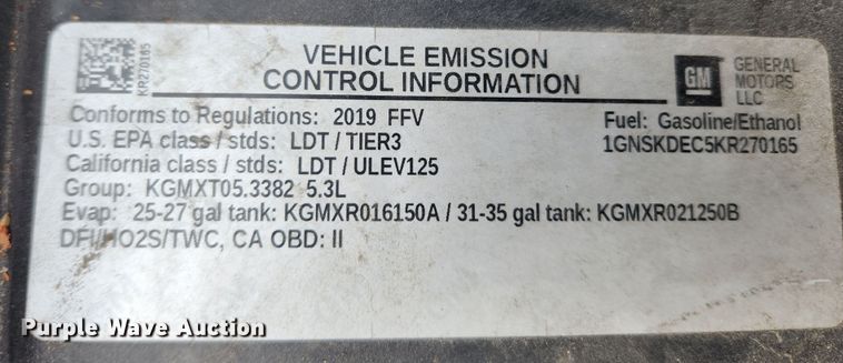 image for item KT9510 2019 Chevrolet Tahoe Police  SUV