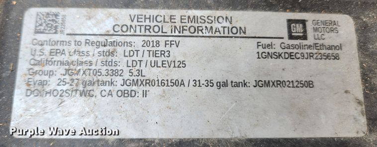 image for item KT9512 2018 Chevrolet Tahoe Police  SUV