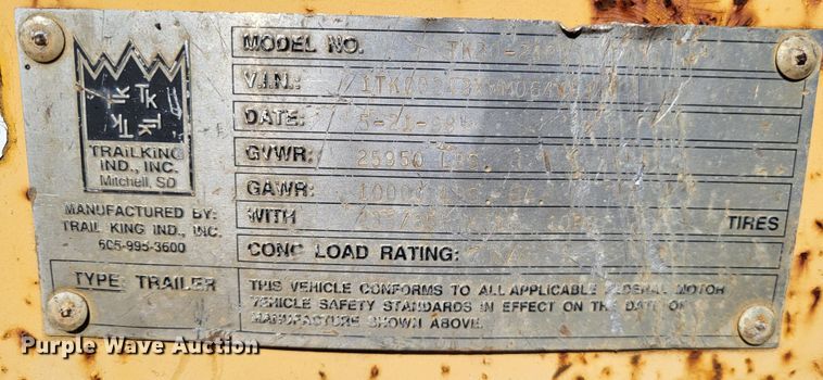 image for item LR9058 1998 Trail King TK20  equipment trailer