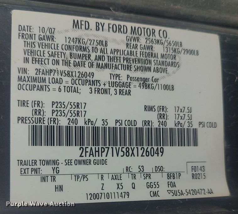 image for item MM9905 2008 Ford Crown Victoria Police Interceptor