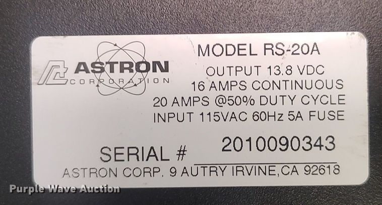 image for item MM9923 Astron RS-20A  power supply