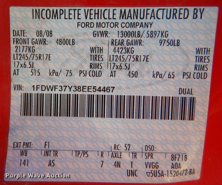 image for item MP9038 2008 Ford F350 Super Duty XL  pickup truck cab and chassis