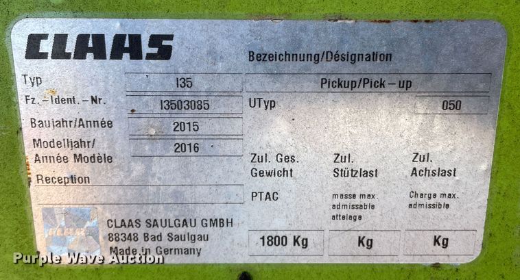 image for item DN4523 2016 Claas 380  pickup head