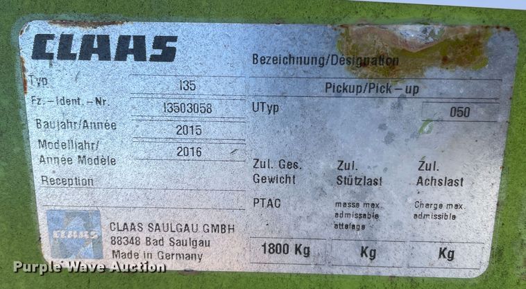 image for item DN4526 2016 Claas 380  pickup head