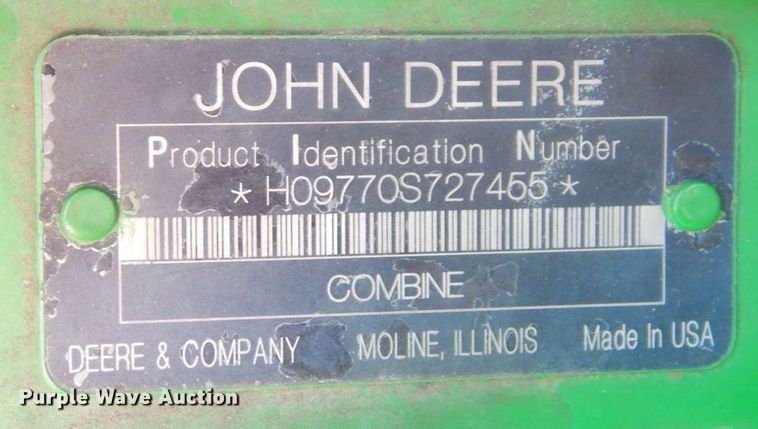 image for item JK9148 2008 John Deere 9770 STS  RWA combine