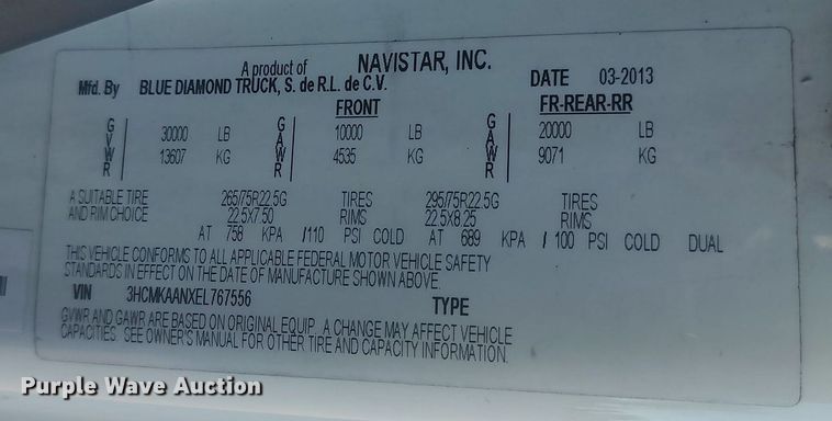 image for item JW9253 2014 International Navistar MA035  semi truck
