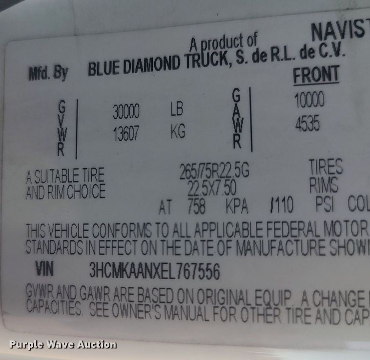 image for item JW9253 2014 International Navistar MA035  semi truck