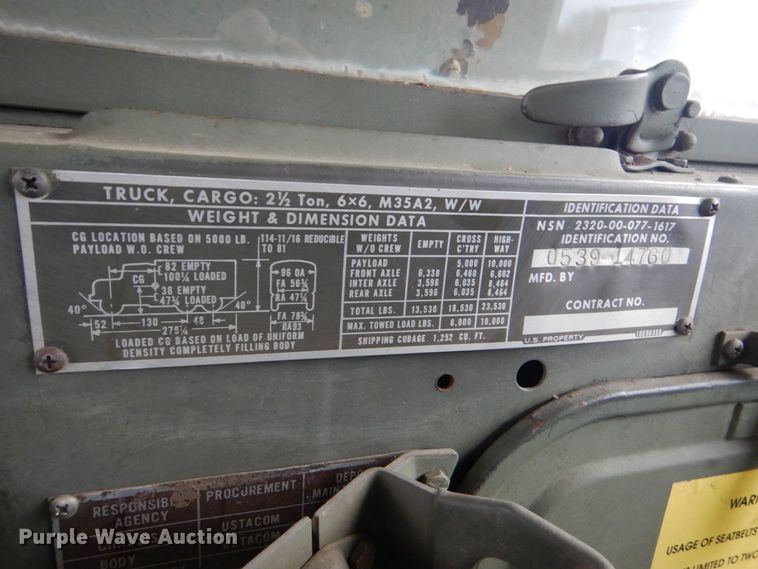 image for item MM9628 1972 Am General M35A2  flatbed truck