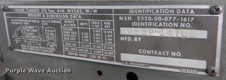 image for item MM9628 1972 Am General M35A2  flatbed truck