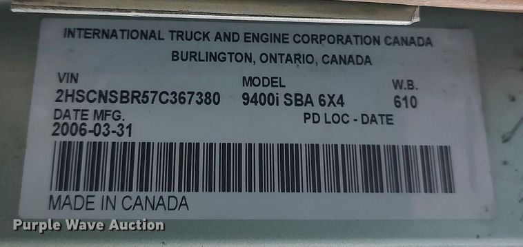 image for item MM9947 2007 International 9400  semi truck