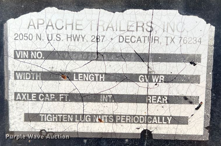 image for item DJ6578 2005 Apache  equipment trailer