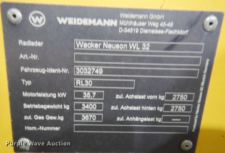image for item DK7562 Wacker Neuson WL32  wheel loader