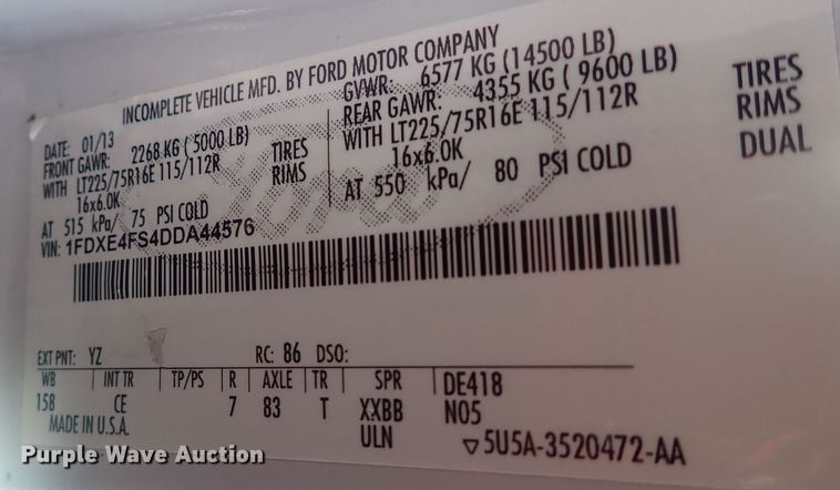 image for item DQ3911 2013 Ford E450  delivery truck