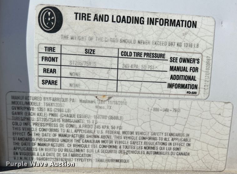 image for item DS2646 2011 Haulmark  enclosed cargo trailer