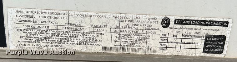 image for item DS2663 2011 Carry On  enclosed cargo trailer