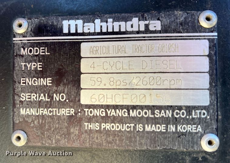 image for item DS2664 Mahindra 6010  MFWD tractor