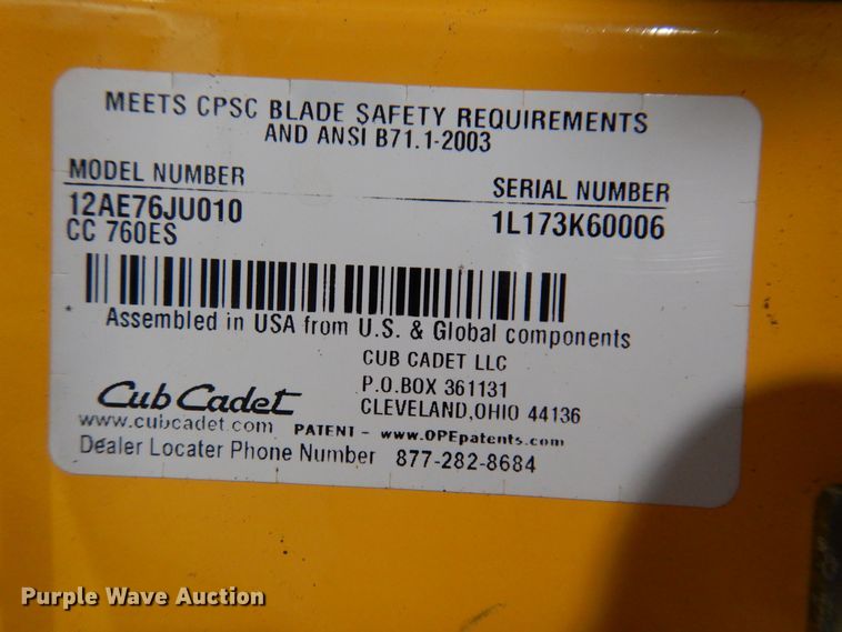 image for item IO9250 2013 Cub Cadet  lawn mower