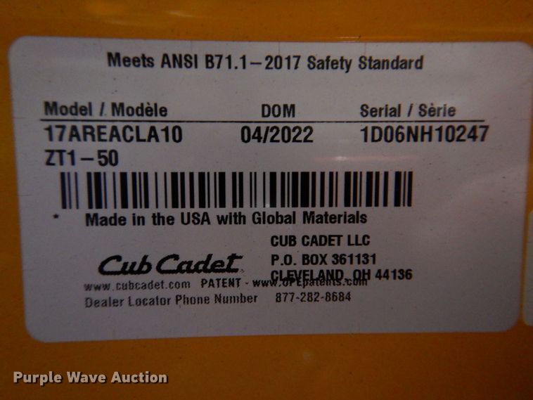 image for item IO9253 2022 Cub Cadet Ultima ZT1  ZTR lawn mower