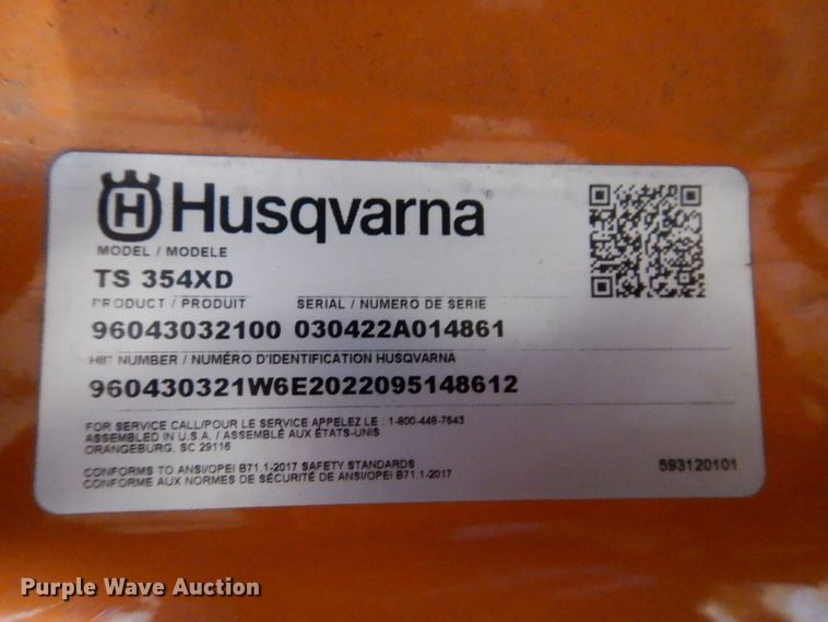 image for item IO9258 2022 Husqvarna TS354XD  lawn mower