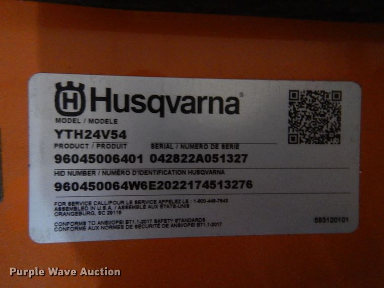 image for item IO9261 2022 Husqvarna YTH24V54  lawn mower