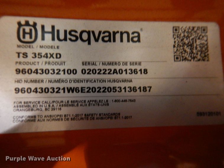 image for item IO9263 2022 Husqvarna TS354XD  lawn mower
