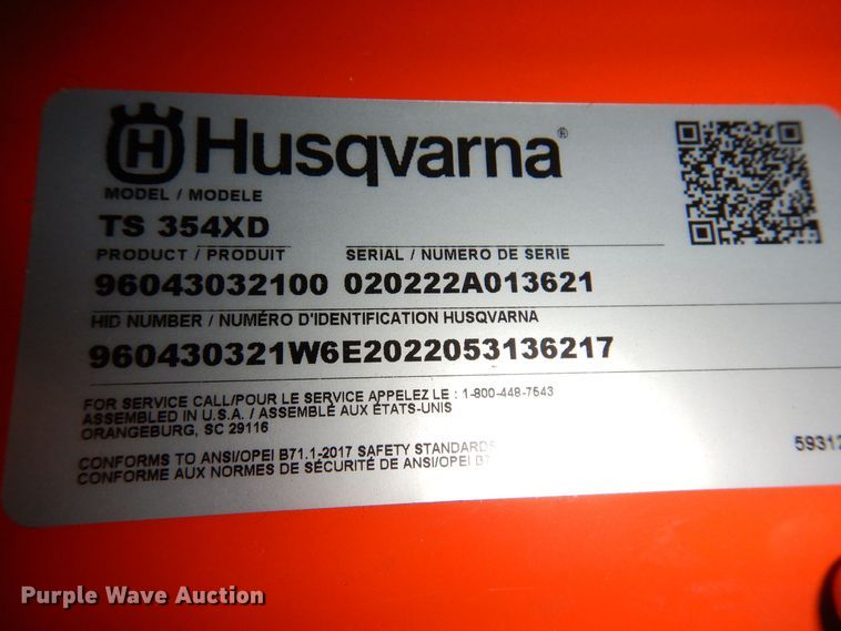 image for item IO9264 2022 Husqvarna TS354XD  lawn mower