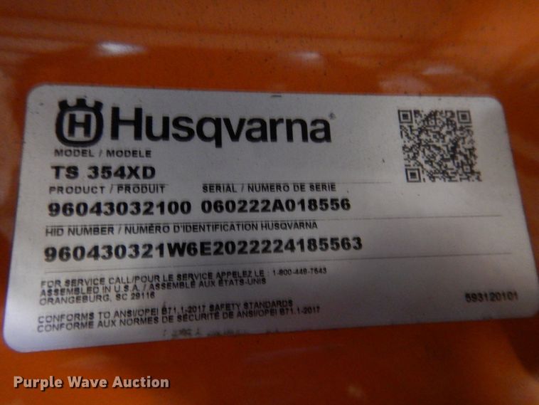 image for item IO9266 2022 Husqvarna TS354XD  lawn mower