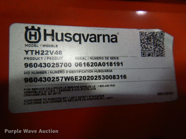 image for item IO9268 2020 Husqvarna YTH 22V46  lawn mower