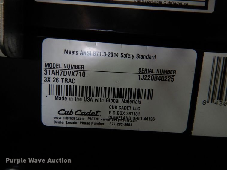 image for item IO9285 2020 Cub Cadet 3X  snow blower